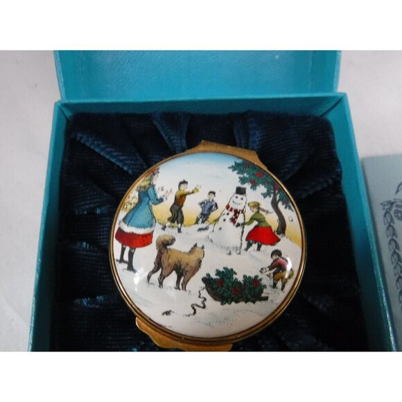 Enamel Box, Halcyon Days, Christmas 1979, Snuff Box, Pill Box, Jewelry box, - Picture 1 of 6